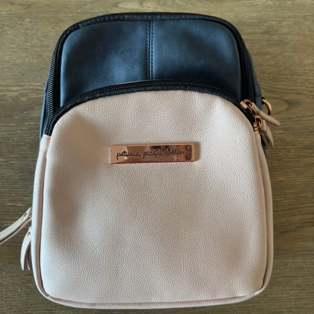 Petunia Pickle Bottom Inter-Mix Crossbody Backpack Diaper Bag Pink Black Rose